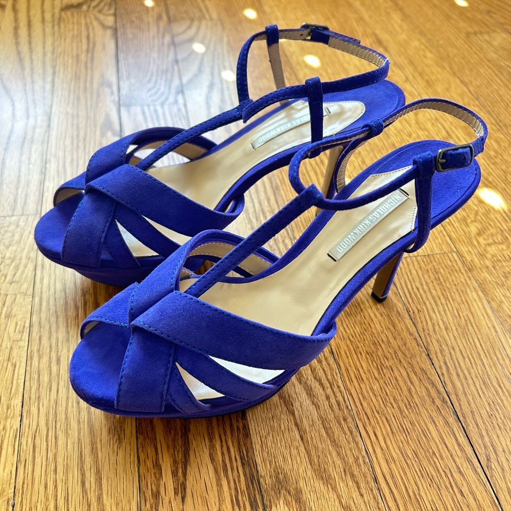 Nicholas Kirkwood Purple Strappy Heels with 3.9inch Slender Heel